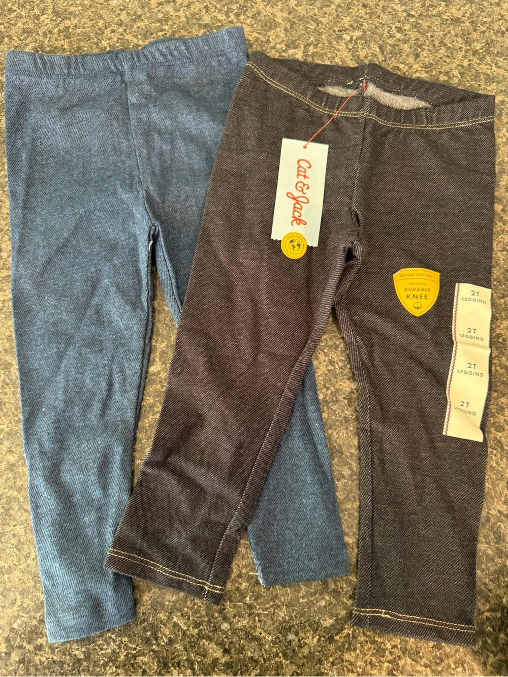 ⭐️Girls Denim-Style Leggings in Blue & Dark Gray